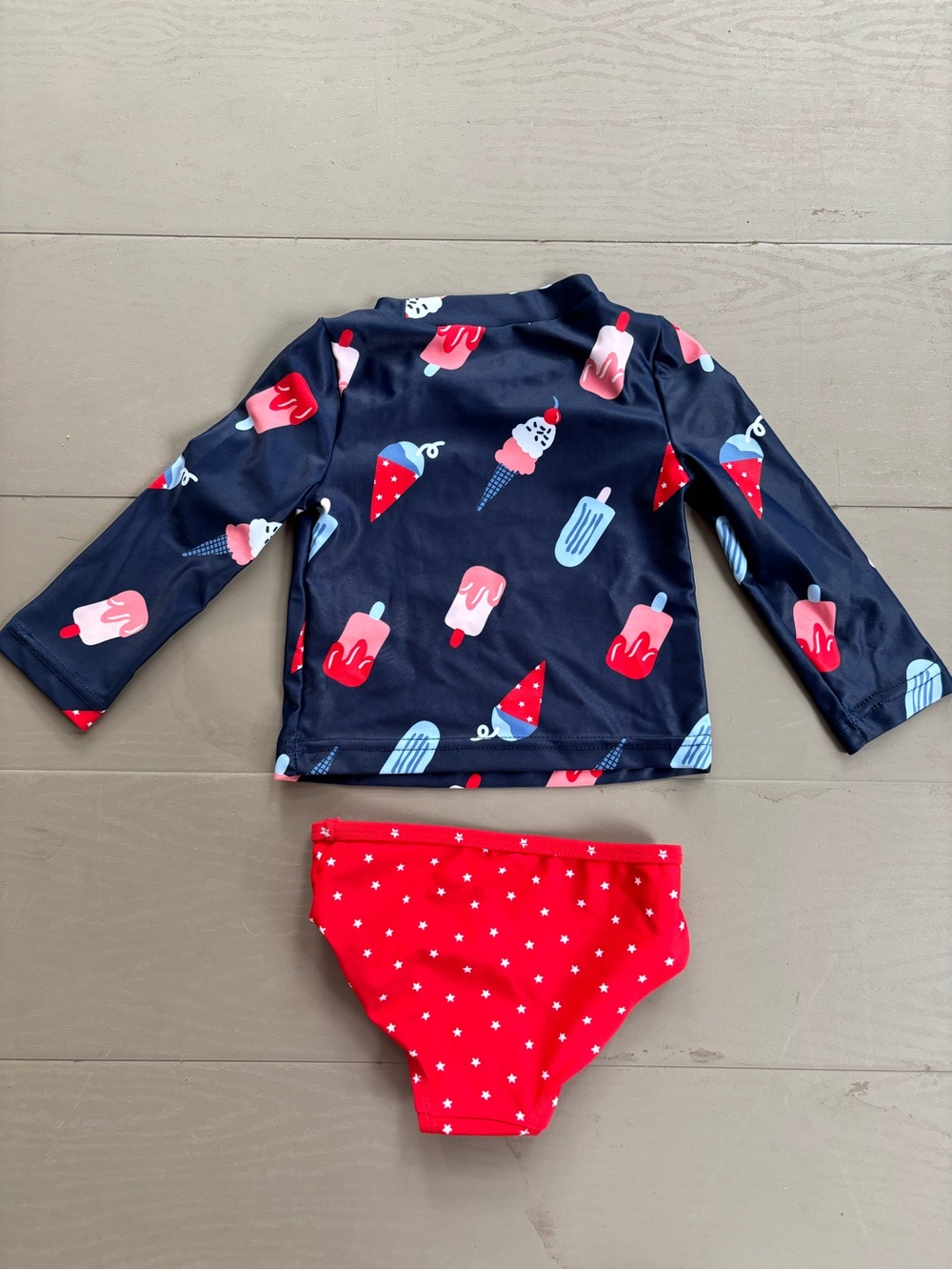 Carter's Navy, Red & Pink Ice Cream Print Rash Guard Set - Picture 5 of 5